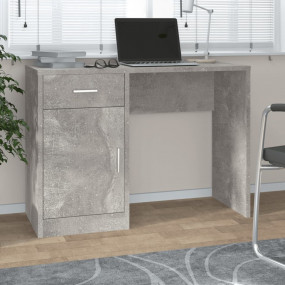 Desk Concrete Grey Engineered Wood 39.4 in x 15.7 in x ...