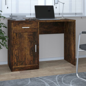 Desk Smoked Oak Engineered Wood 39.4 in x 15.7 in x 28....