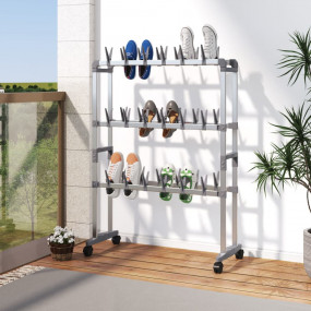 Shoe Rack Silver Aluminum, PS, PE Medium Rollable Shoe ...