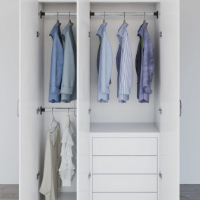 Telescopic Wardrobe Rail Set of 2 Silver Aluminum, plas...