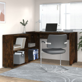 Desk Smoked Oak Engineered Wood Medium Corner Desk Mode...