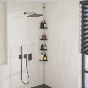 Shower Corner Shelf Silver and Grey Aluminum, PS, PA, T...