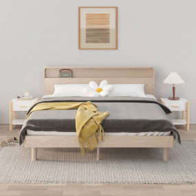 Bedside Table Set of 2 White Engineered wood Small