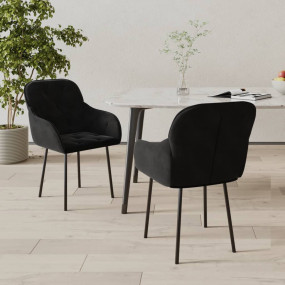 Dining Chair Set of 2 Black Velvet (100% polyester), me...