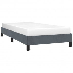 Bed Frame Dark Gray Velvet, Plywood, Engineered Wood Tw...