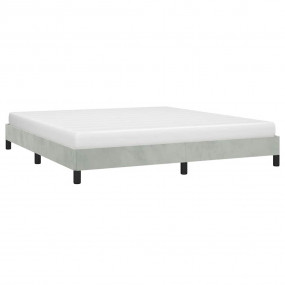 Bed Frame Light Grey Velvet, Plywood, Engineered Wood