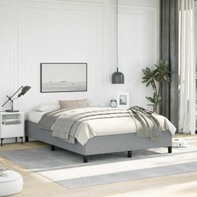 Bed Frame Light Grey Polyester, Plywood, Engineered Woo...