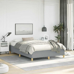 Bed Frame Light Grey Polyester, Plywood, Engineered Woo...