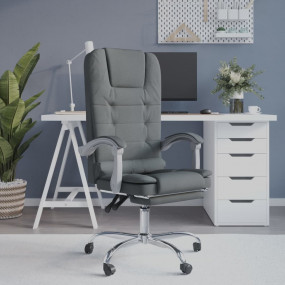 Massage Office Chair Dark Grey Polyester Adjustable