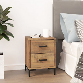 Bedside Cabinet Brown Solid pinewood, engineered wood, ...