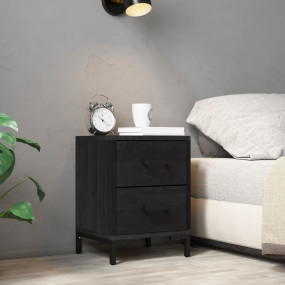 Bedside Cabinet Black Solid pinewood, engineered wood, ...