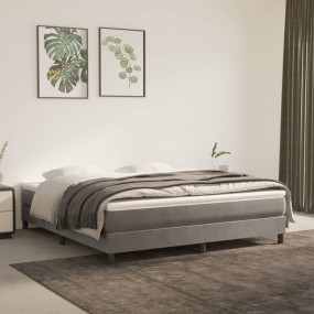 Pocket Spring Bed Mattress Light Grey Velvet Queen