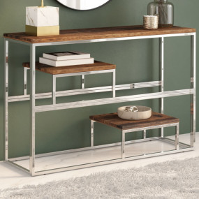 Console Table Silver, Wood Stainless steel, Solid wood ...