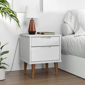 Bedside Cabinet White Solid pine wood, Engineered wood ...