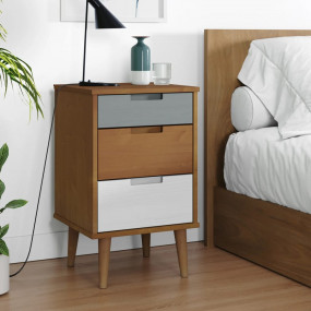 Bedside Cabinet Brown Solid pine wood with UV varnish f...