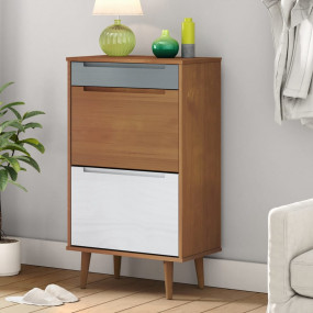 Shoe Cabinet Brown Solid pine wood Shoe Cabinet Rectang...