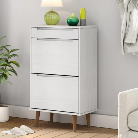 Shoe Cabinet White Solid pine wood, Engineered wood Med...
