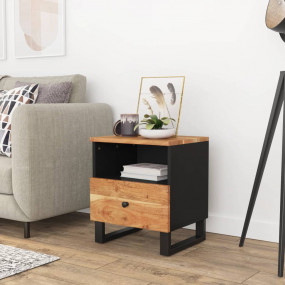 Bedside Cabinet Solid Acacia Wood and Black