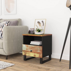 Bedside Cabinet Mixed Colors Reclaimed Wood, Engineered...