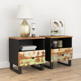 Bedside Cabinet Set of 2 Multicolor
