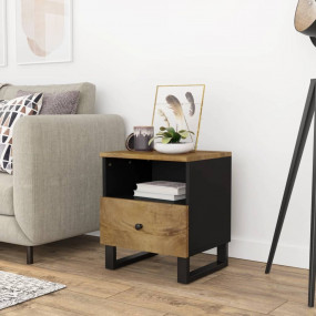 Bedside Cabinet Honey Brown and Black Solid mango wood ...