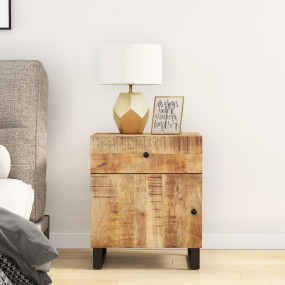 Bedside Cabinet Natural Wood Solid Mango Wood Medium St...