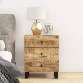 Bedside Cabinet Natural wood with black accents