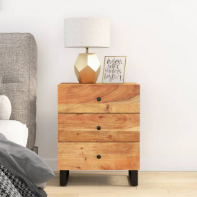 Bedside Cabinet Natural Solid acacia wood, metal