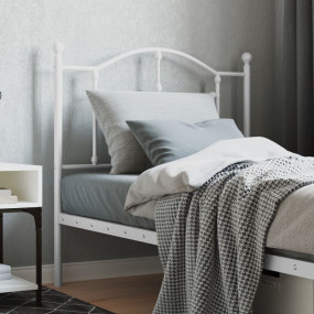 Headboard White Powder-Coated Steel Twin Durable Headbo...
