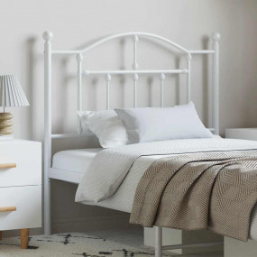 Headboard White Powder-coated Steel Twin Bed Decorative...