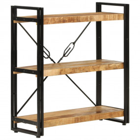 Bookcase Natural Mango Wood and Black Iron