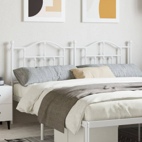 Headboard White Powder-Coated Steel Double Durable Head...