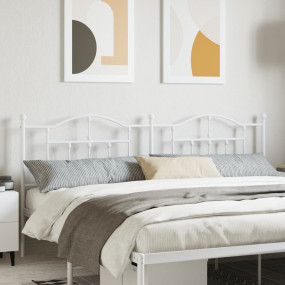 Headboard White Powder-Coated Steel Double Attractive D...