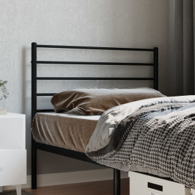 Headboard Black Powder-Coated Steel Single Durable Head...