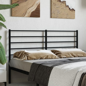 Headboard Black Powder-Coated Steel Queen mattress Dura...