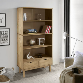 Bookcase Brown Solid pine wood and engineered wood Stan...