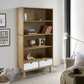 Bookcase Brown and White Solid pine wood, engineered wo...