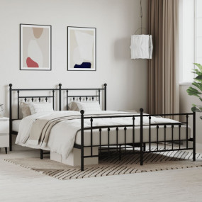 Bed Frame Black Steel 63 x 79 in Bed Frame Rectangular
