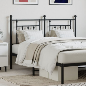 Headboard Black Steel Twin Durable Headboard Rectangula...