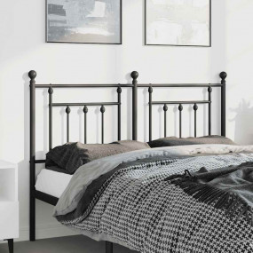 Headboard Black Powder-Coated Steel 59 in Single Bed St...
