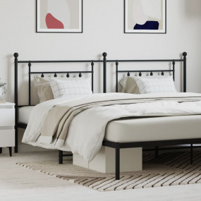 Headboard Black Powder-Coated Steel Twin Bed Durable He...