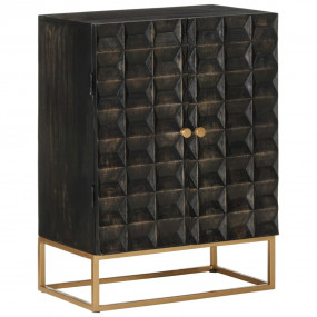 Sideboard Black Solid Mango Wood and Iron Medium Sidebo...