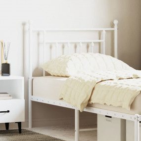 Headboard White Powder-Coated Steel Single Bed Durable