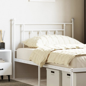 Headboard White Powder-Coated Steel Twin Bed Headboard