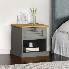 Bedside Cabinet Grey Solid pine wood, engineered wood, ...