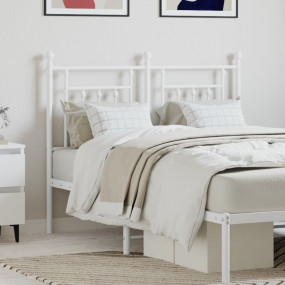 Headboard White Steel Twin Durable Headboard Rectangula...
