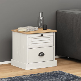 Bedside Cabinet White Solid Pine Wood, Engineered Wood,...