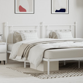 Headboard White Powder-Coated Steel Twin Bed Durable