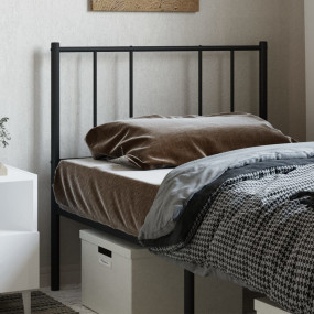 Headboard Black Steel 35.4 in Headboard Rectangular