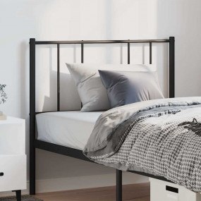 Headboard Black Powder-Coated Steel 39.4 in Durable Hea...